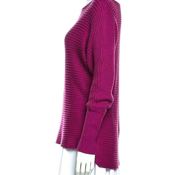 RACHEL ZOE PURPLE RIBBED HI LOW SWEATER - Picture 2 of 4